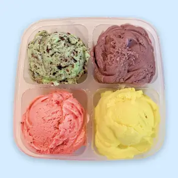 Four mini-sized ice cream scoops