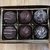 Box of six decorated chocolate candies