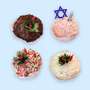 Four decorated holiday snowball desserts